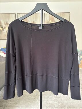 eva varro Black Relaxed Long-Sleeve Seam Top